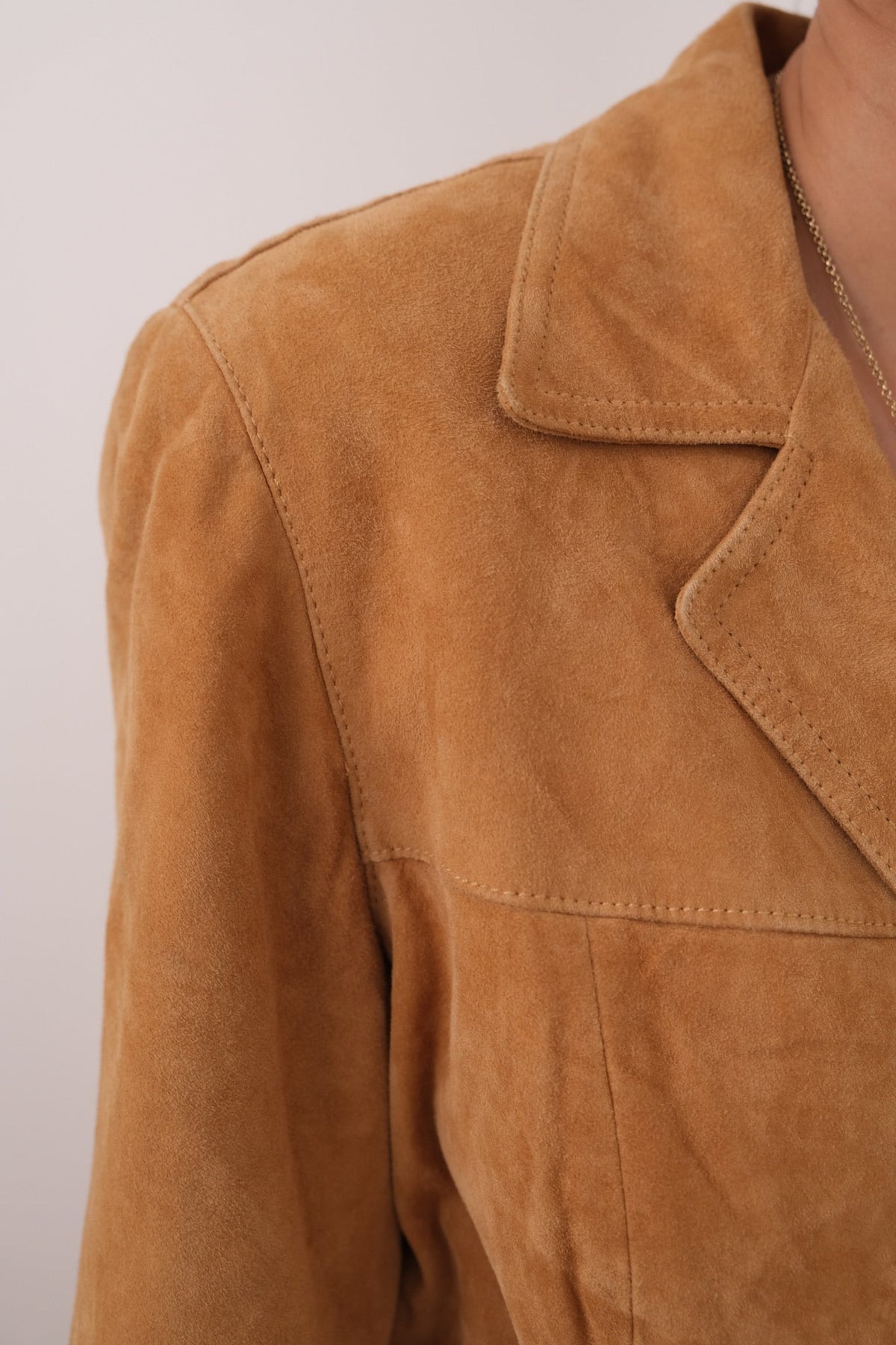 Vintage 90s Italian Fawn Suede Longline Jacket