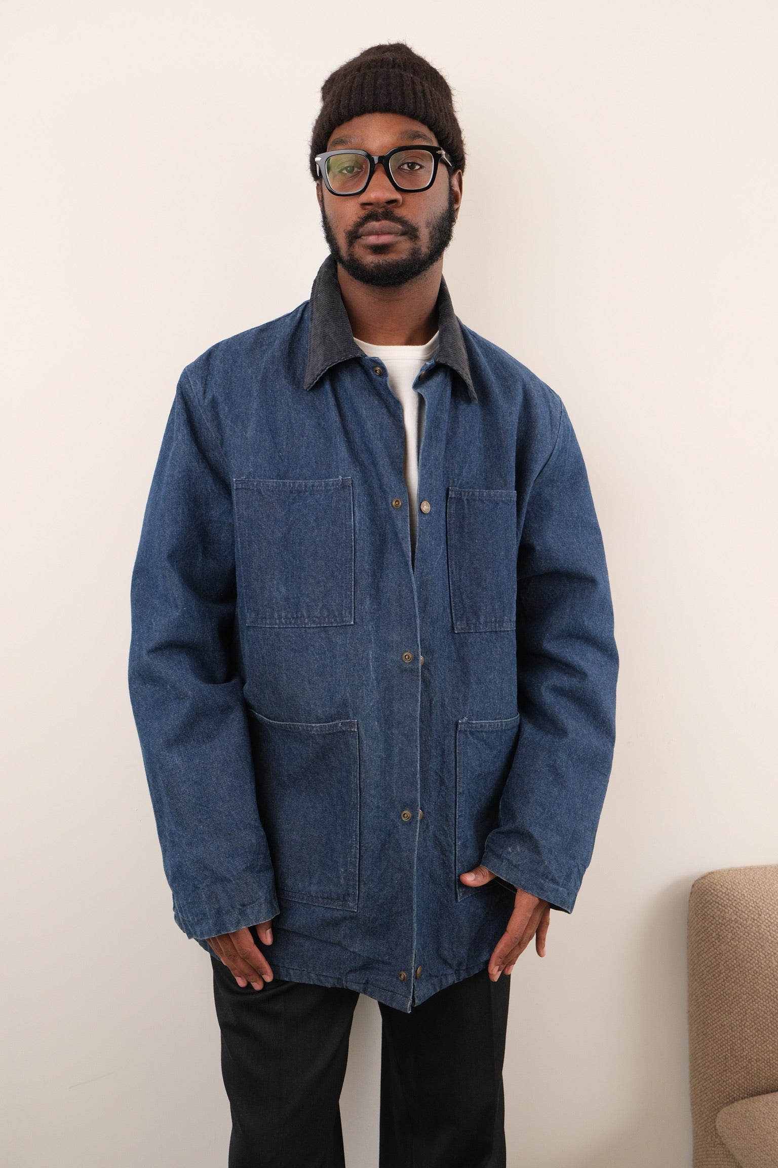 Vintage 80s Dark Wash Cotton Denim Chore Jacket – Hermine
