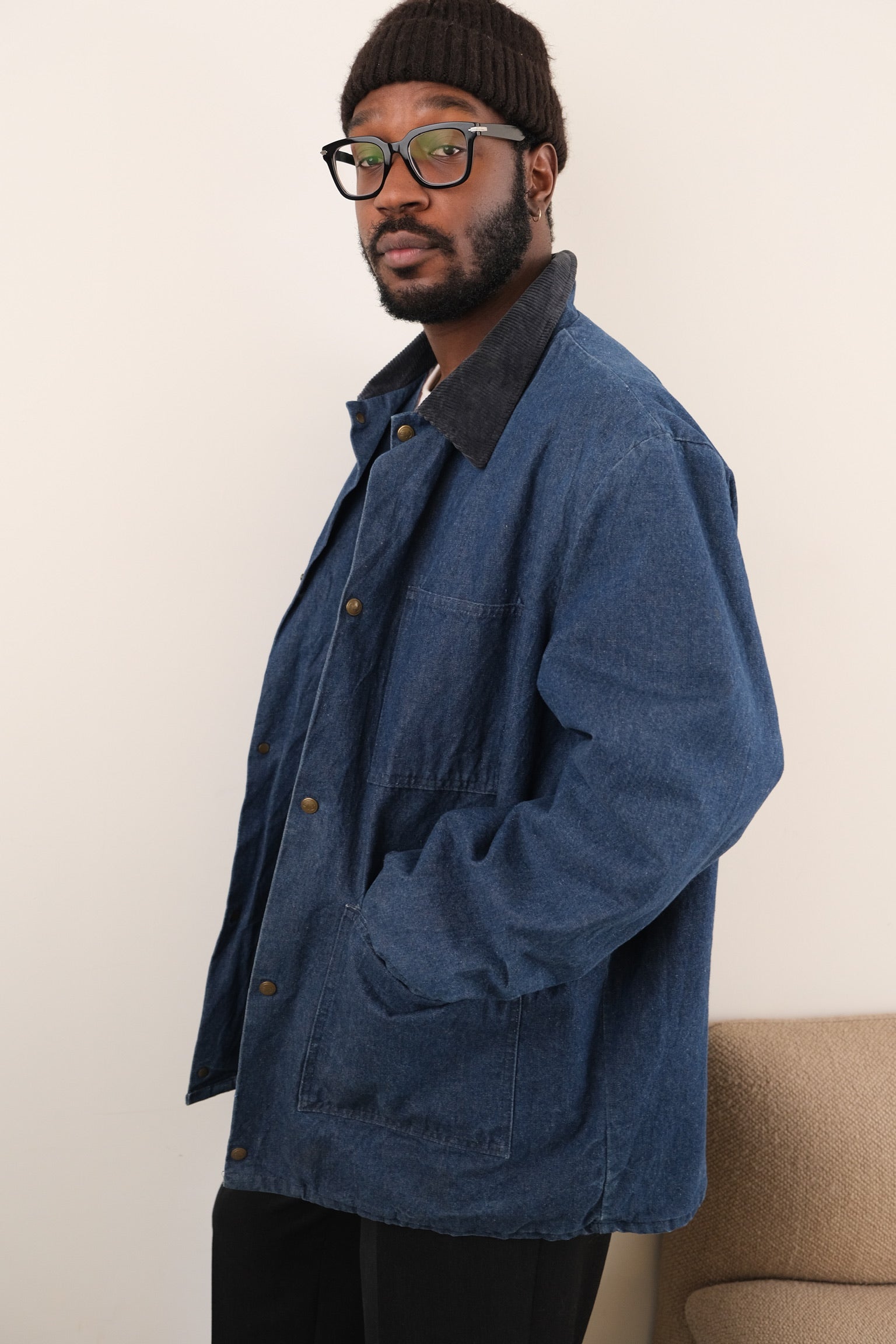 ジャケット・アウター 80s COMME des GARCONS 4-pockets silk JKT Vintage 80s Dark Wash Cotton Denim Chore Jacket – Hermine