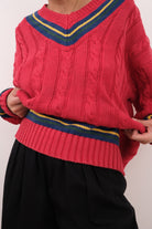 Vintage 90s Cerise Cotton Cricket Sweater