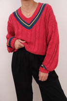 Vintage 90s Cerise Cotton Cricket Sweater