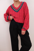 Vintage 90s Cerise Cotton Cricket Sweater