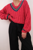Vintage 90s Cerise Cotton Cricket Sweater
