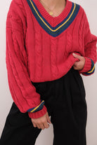 Vintage 90s Cerise Cotton Cricket Sweater