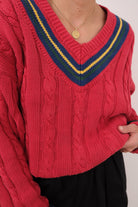 Vintage 90s Cerise Cotton Cricket Sweater