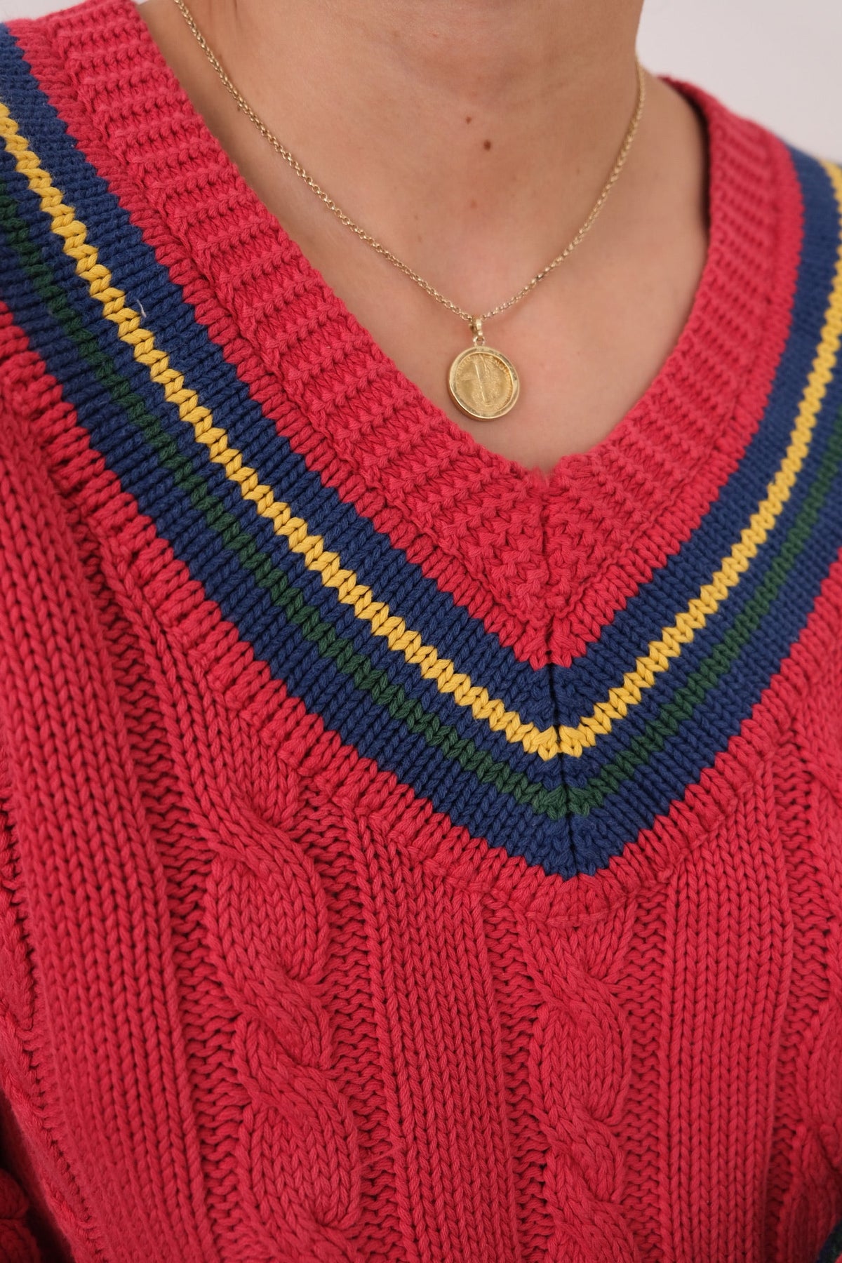 Vintage 90s Cerise Cotton Cricket Sweater
