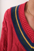 Vintage 90s Cerise Cotton Cricket Sweater