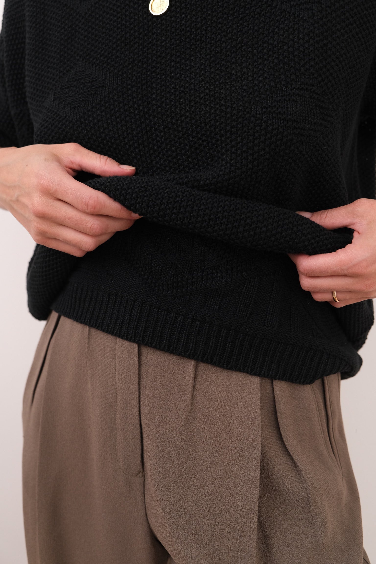 Vintage 90s Graphite Ramie Blend Waffle Knit Sweater