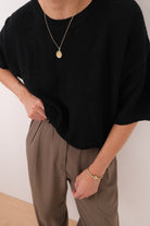 Vintage 90s Graphite Ramie Blend Waffle Knit Sweater