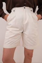 Vintage 90s Alabaster Cotton Pleated Shorts