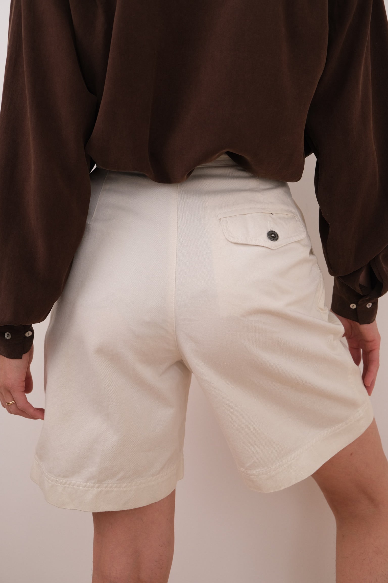 Vintage 90s Alabaster Cotton Pleated Shorts