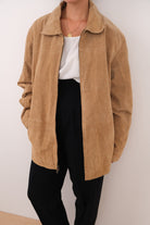 Vintage 00s Fawn Leather Zip Front Jacket
