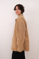 Vintage 00s Fawn Leather Zip Front Jacket