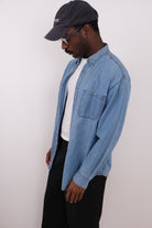 Vintage 90s Chambray Cotton Denim Button Up Shirt