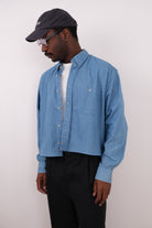 Vintage 90s USA Sky Cotton Denim Cropped Button Up Shirt