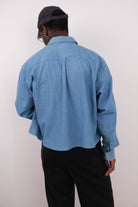 Vintage 90s USA Sky Cotton Denim Cropped Button Up Shirt