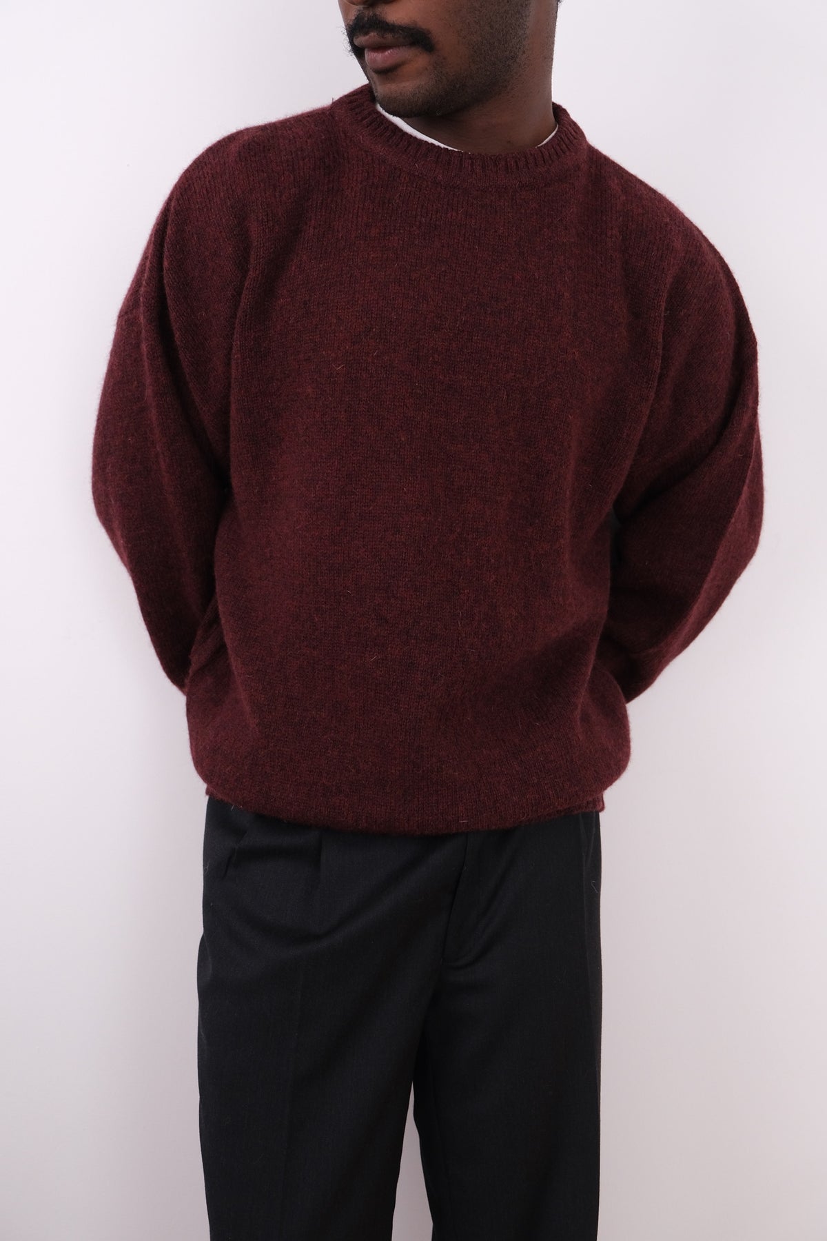 Vintage Oxblood Pure New Wool Crewneck Sweater