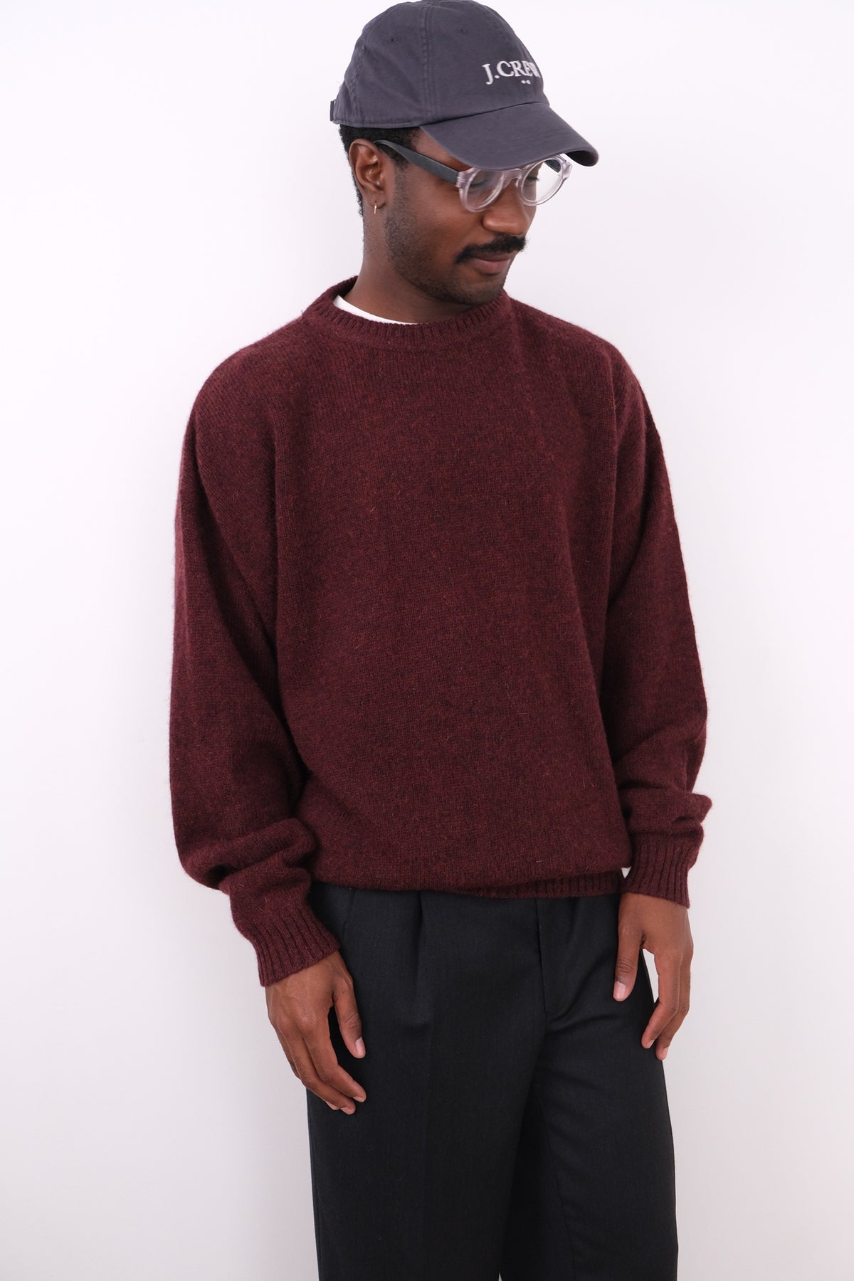 Vintage Oxblood Pure New Wool Crewneck Sweater