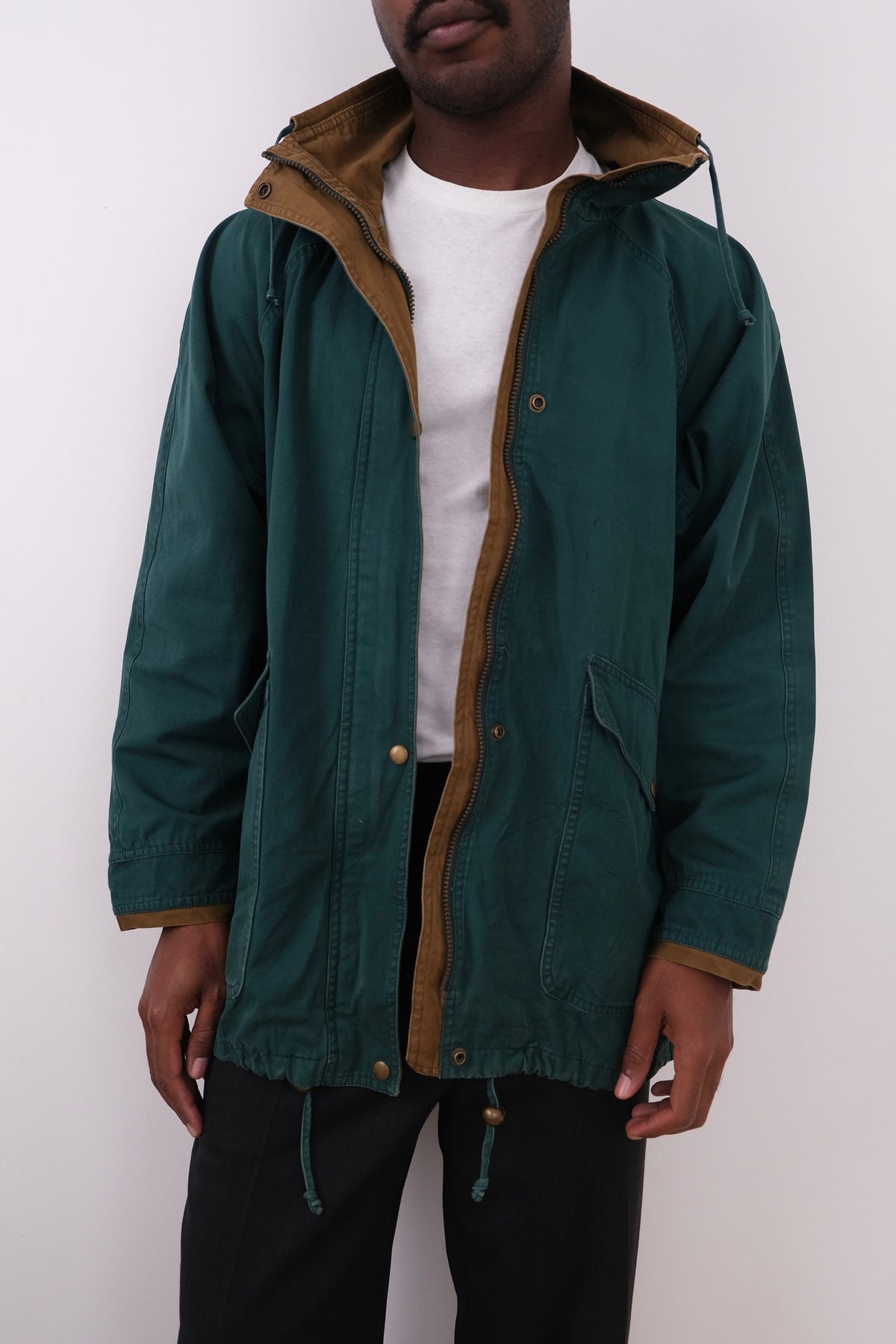 Vintage 90s Pine Cotton Hooded Utility Parka