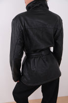 Vintage 90s Jet Leather Belted Zip-Front Jacket