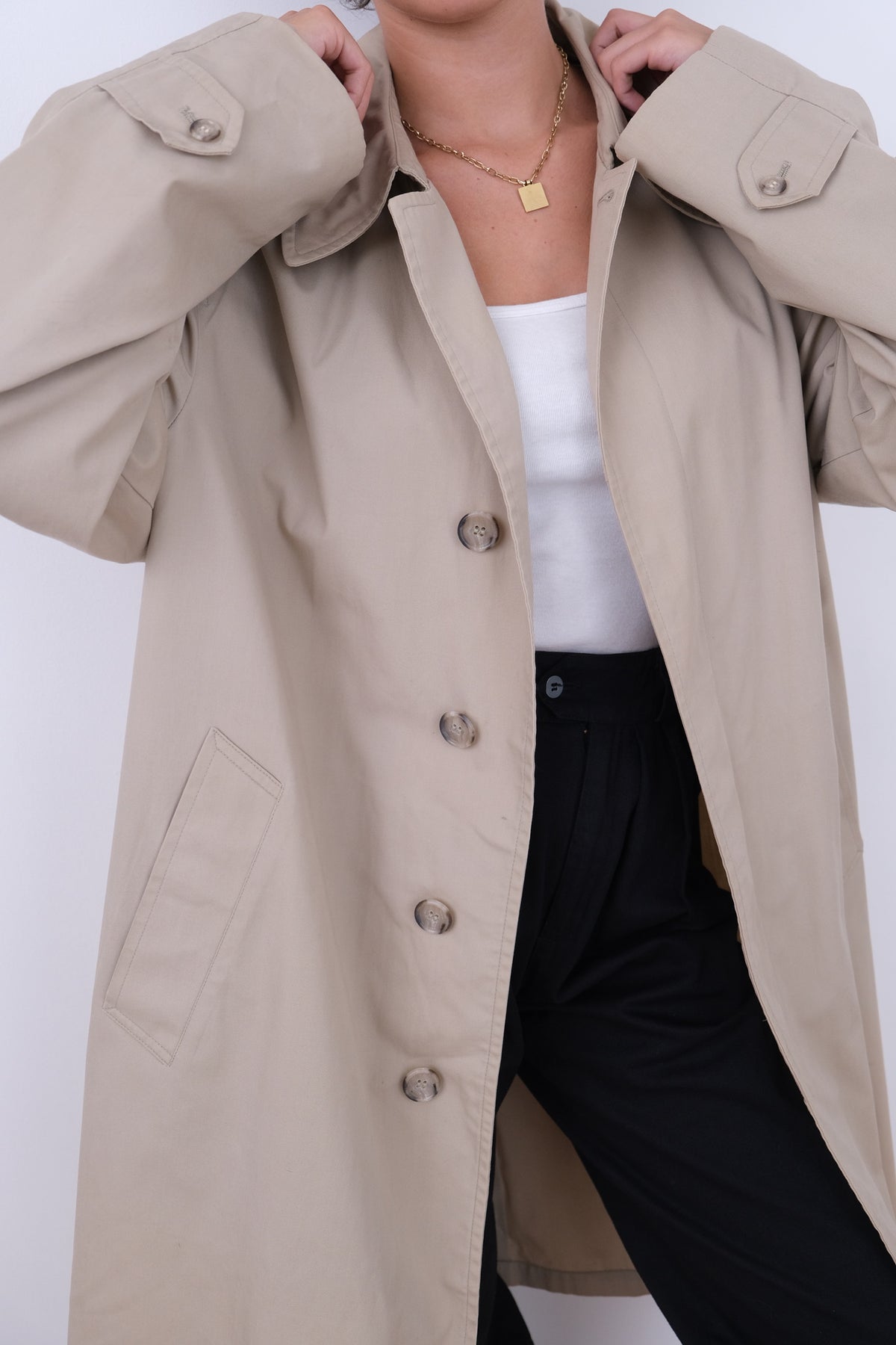 Vintage 80s USA Sandstone Full Trench Coat