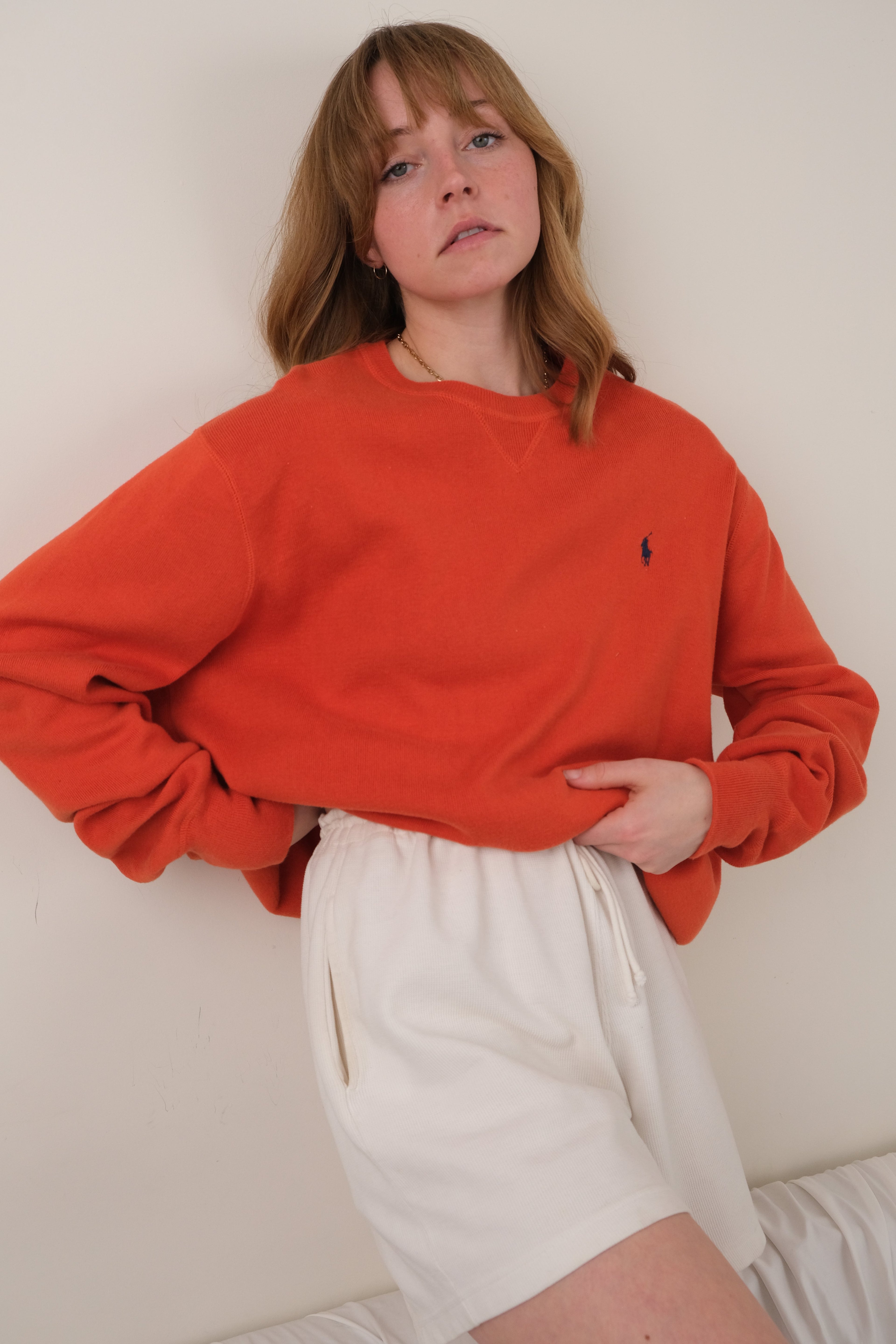 Vintage orange Ralph Lauren cotton crewneck sweatshirt