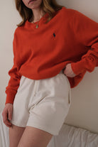 Vintage orange Ralph Lauren cotton crewneck sweatshirt