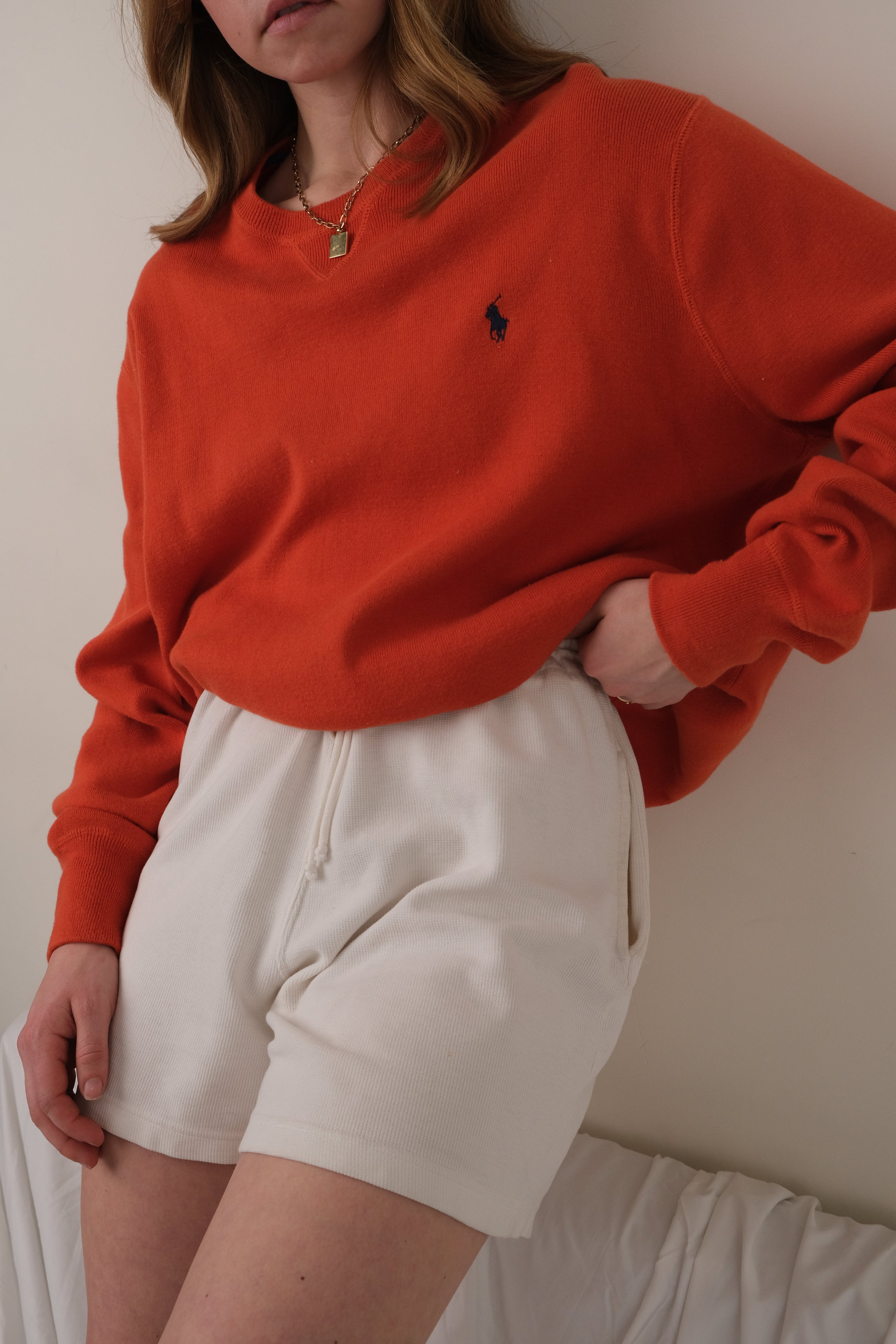 Vintage orange Ralph Lauren cotton crewneck sweatshirt