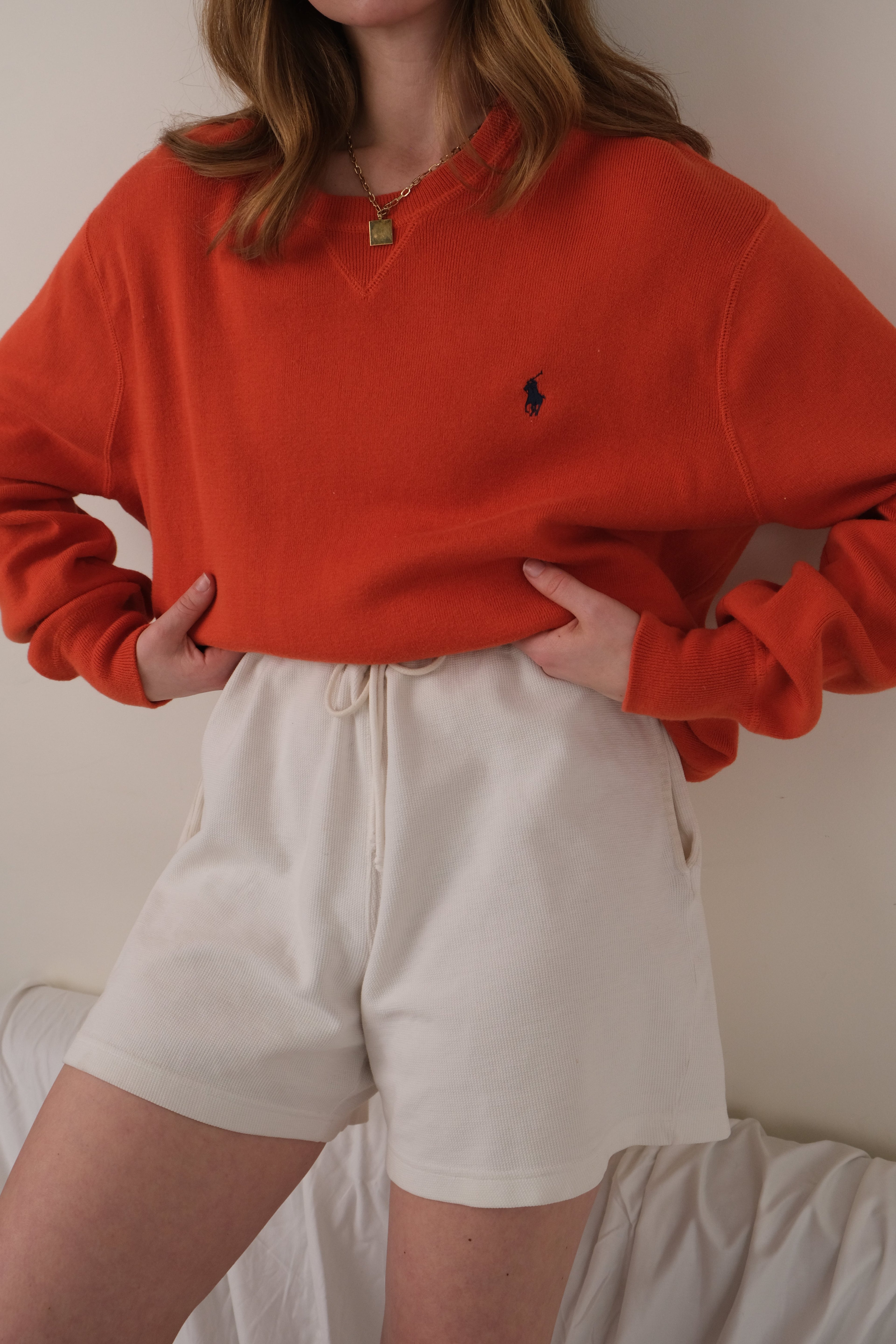 Vintage orange Ralph Lauren cotton crewneck sweatshirt