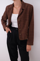 Vintage 90s Chestnut Wool Plaid Blazer