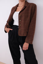 Vintage 90s Chestnut Wool Plaid Blazer