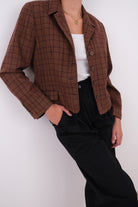 Vintage 90s Chestnut Wool Plaid Blazer