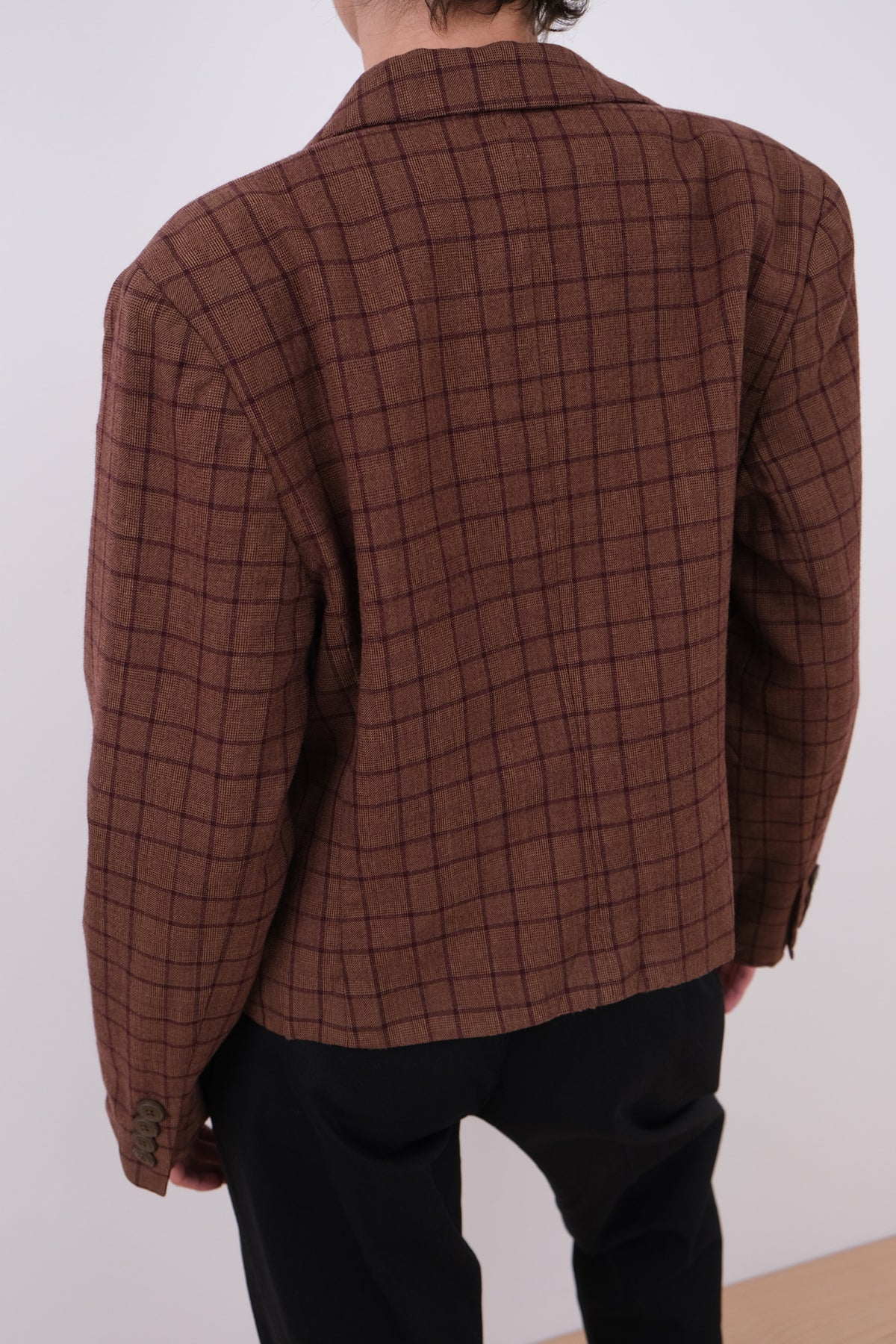 Vintage 90s Chestnut Wool Plaid Blazer