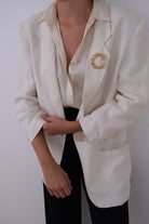 Vintage Gilt E. Pearl Circular Chain Brooch
