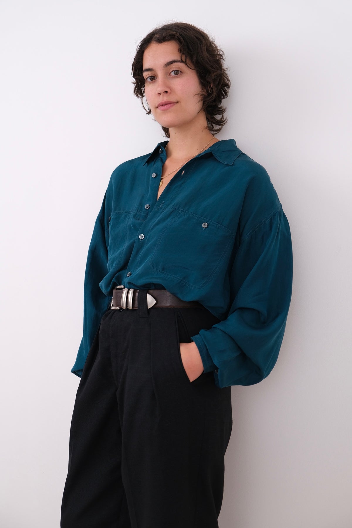 Vintage 90s Lagoon Silk Long Sleeve Button Up Shirt