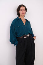 Vintage 90s Lagoon Silk Long Sleeve Button Up Shirt