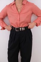Vintage 90s Papaya Linen Long Sleeve Button Up Shirt