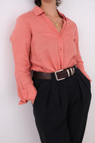 Vintage 90s Papaya Linen Long Sleeve Button Up Shirt