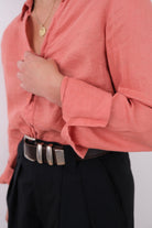 Vintage 90s Papaya Linen Long Sleeve Button Up Shirt