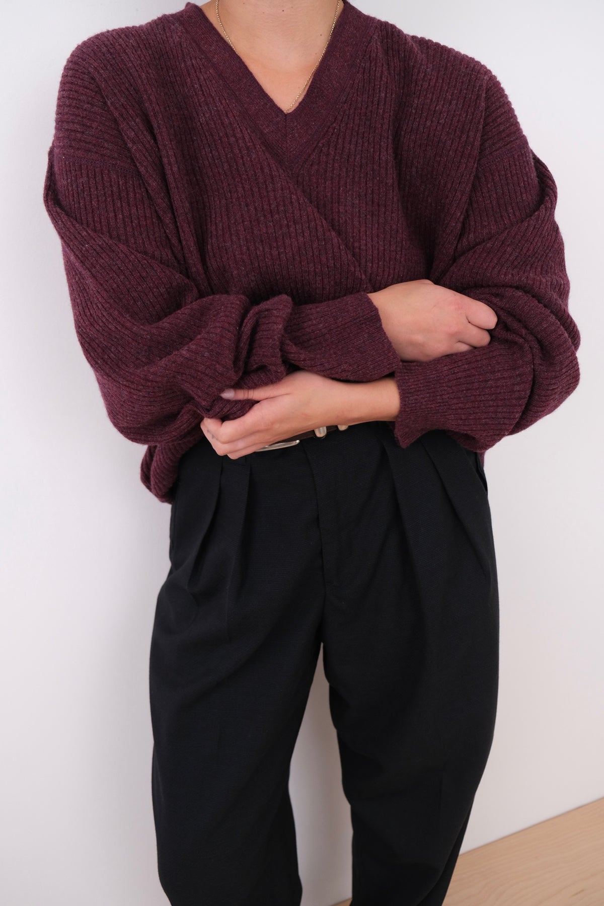 Vintage 90s Mulberry Lambwool V-Neck Sweater