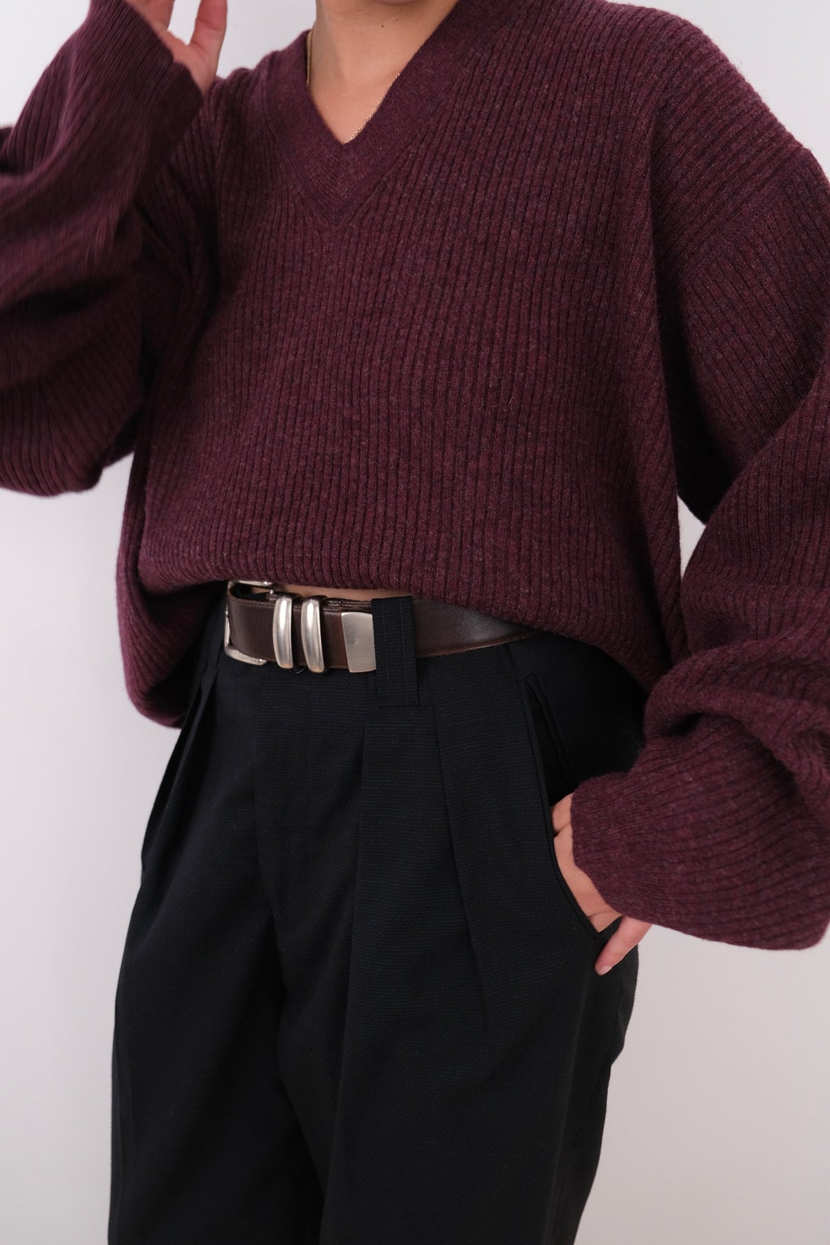 Vintage 90s Mulberry Lambwool V-Neck Sweater