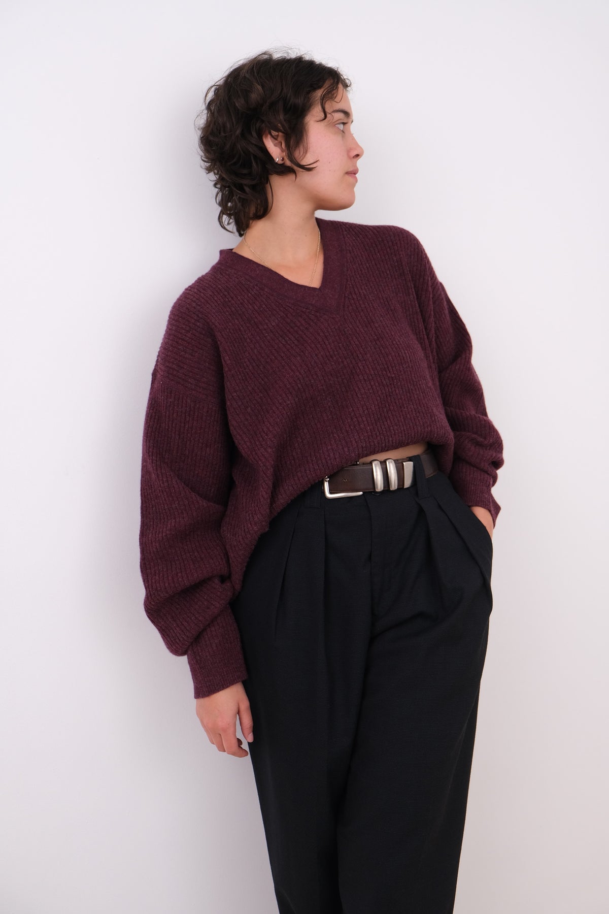 Vintage 90s Mulberry Lambwool V-Neck Sweater