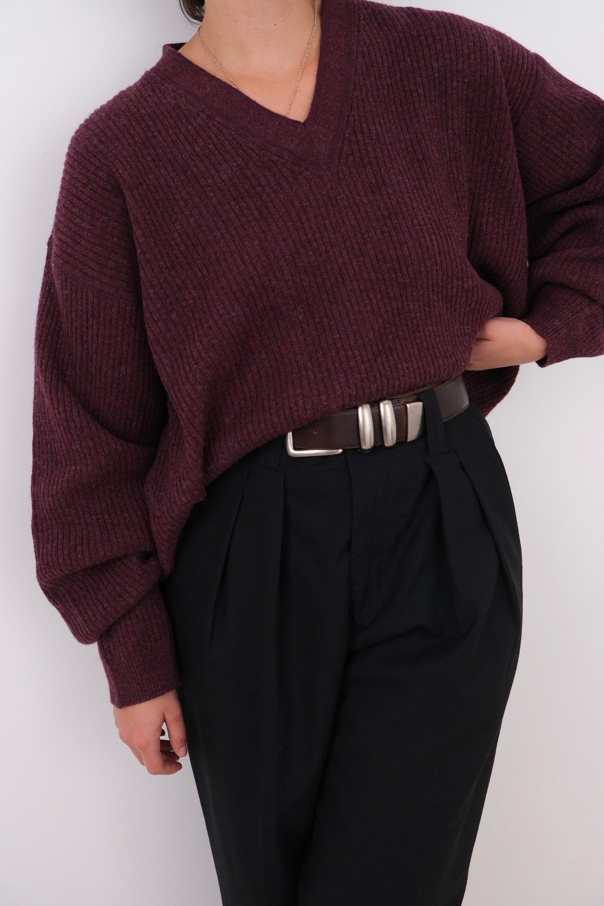 Vintage 90s Mulberry Lambwool V-Neck Sweater
