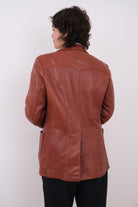 Vintage 70s Cognac Leather Two-Button Blazer