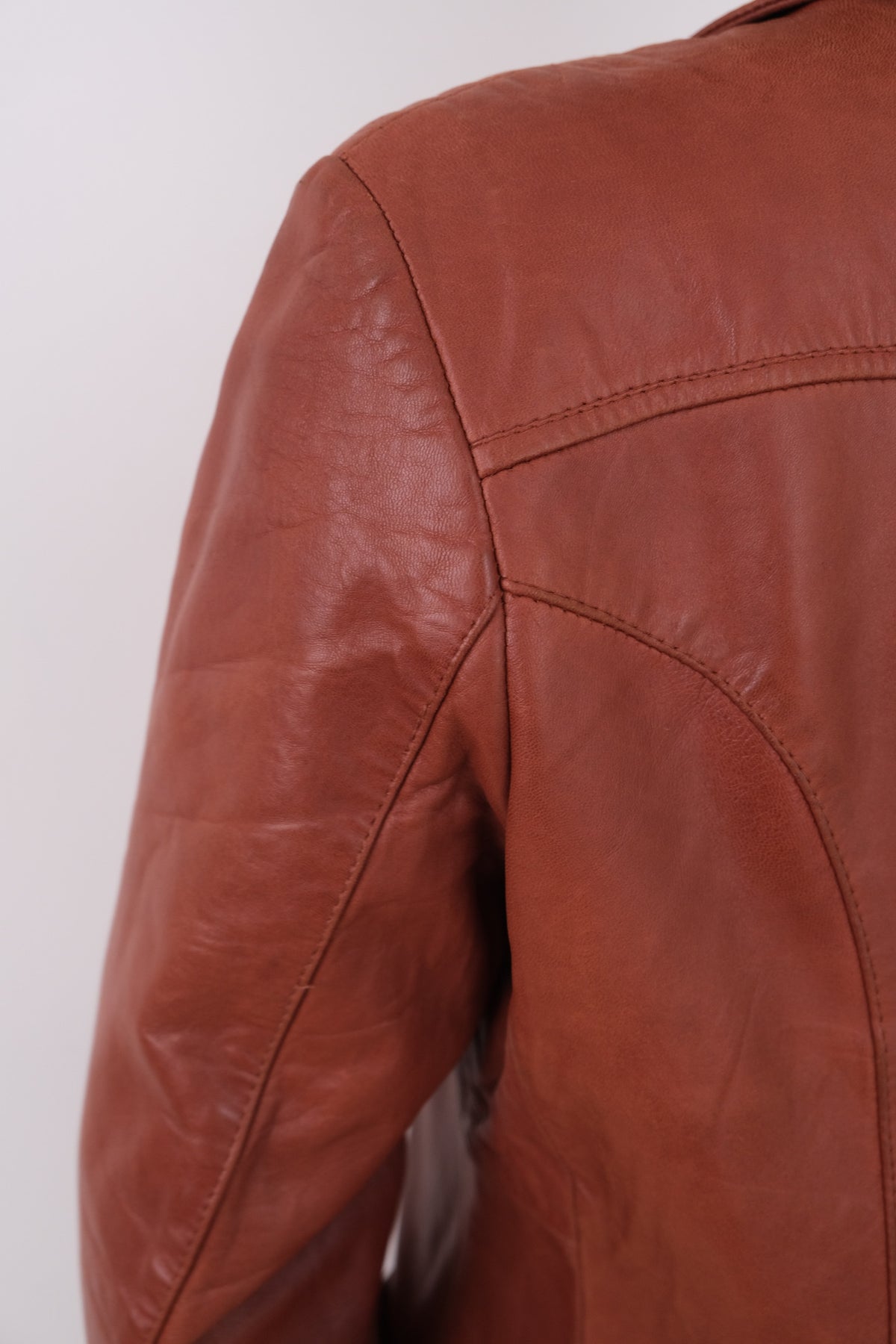 Vintage 70s Cognac Leather Two-Button Blazer