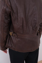 Vintage 90s Tobacco Genuine Leather Zip Front Jacket