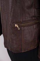 Vintage 90s Tobacco Genuine Leather Zip Front Jacket