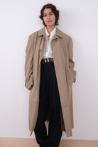 Vintage 90s Khaki Cotton Blend Longline Trench Coat