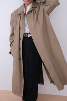 Vintage 90s Khaki Cotton Blend Longline Trench Coat