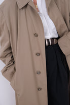 Vintage 90s Khaki Cotton Blend Longline Trench Coat